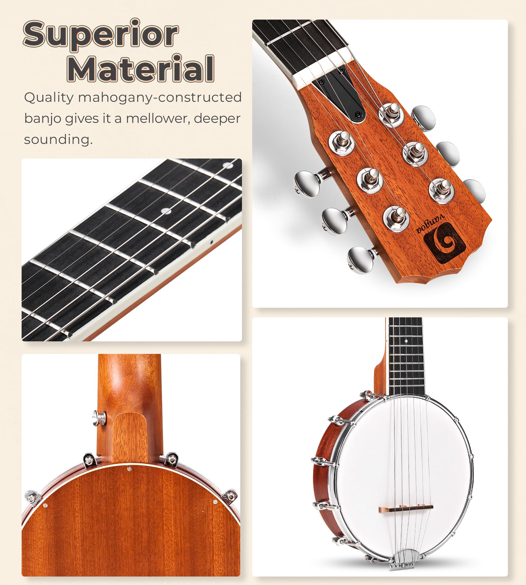 Amazon.com: Vangoa 6 String Banjo Guitar Mini, 28 Inch Portable